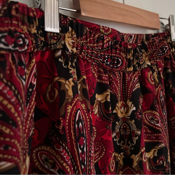 Vintage 80’s 90’s Chaus Red Paisley Flowy Semi-Sheer Lined Midi Skirt Size 14 - Picture 8 of 14